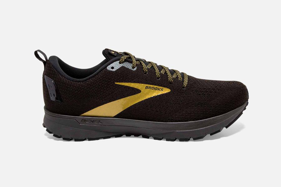 Brooks Revel 4 Road Running Shoes Mens - Black/Gold - DCWKU-0248